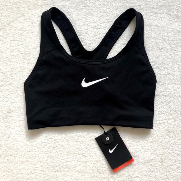 NWT Nike Black Sports Bra with White Logo - Picture 2 of 5